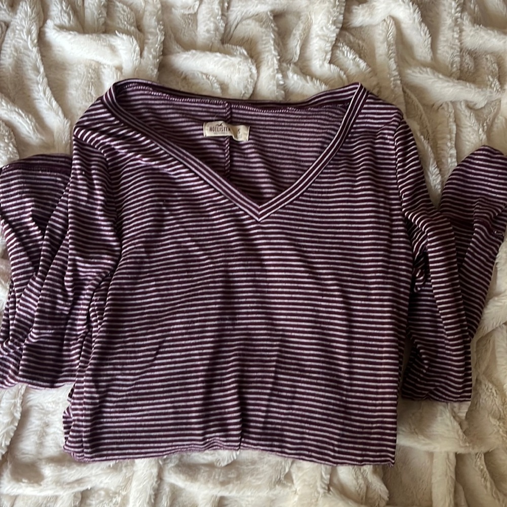 Hollister Maroon Striped (scooped) Longsleeve